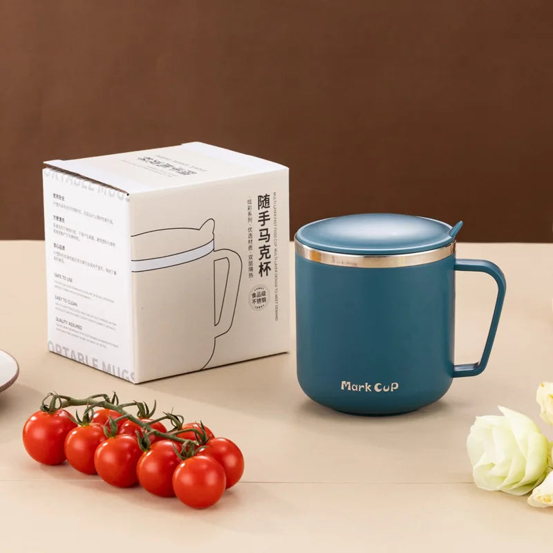 400ml Stainless Steel Water Bottle with Lid and Handle, Double-Layer Design