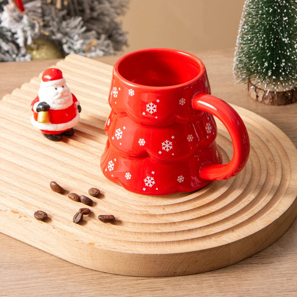 Christmas Tree Ceramic Mug, Holiday Coffee Cup for Home or Restaurant