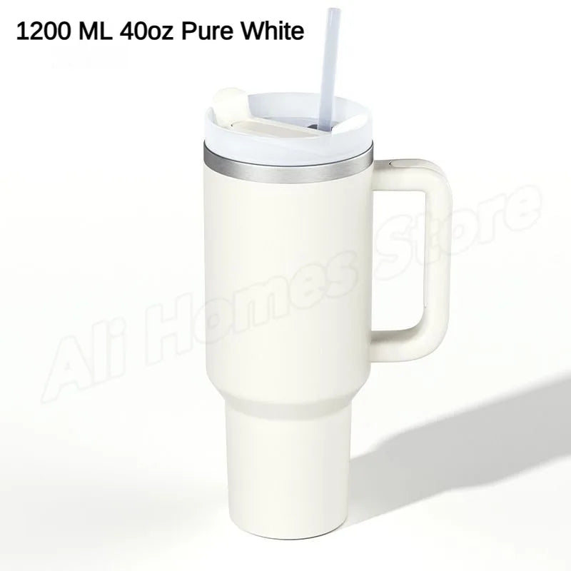 40oz Vacuum Insulated Tumbler, Stainless Steel Travel Cup with Handle