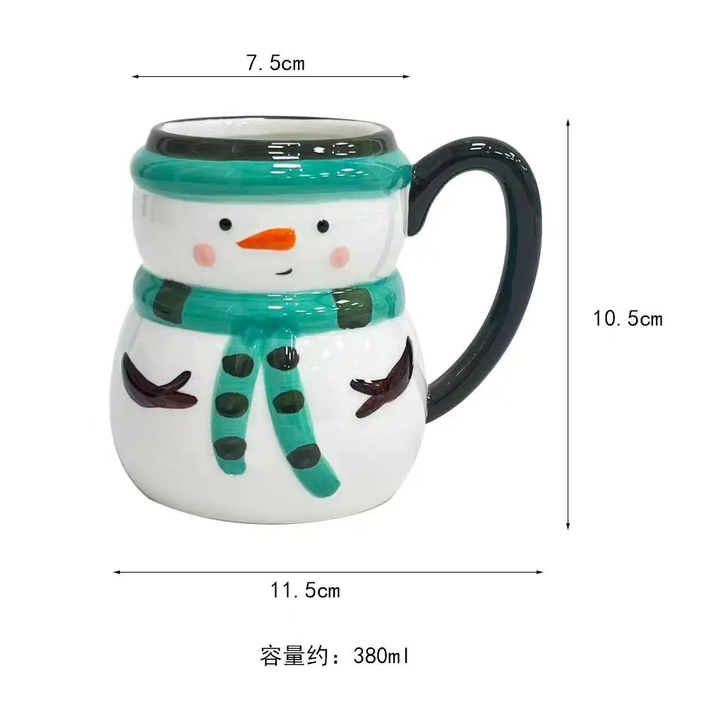 350ml Snowman Ceramic Mug, Cute Large-Capacity Christmas Coffee Cup