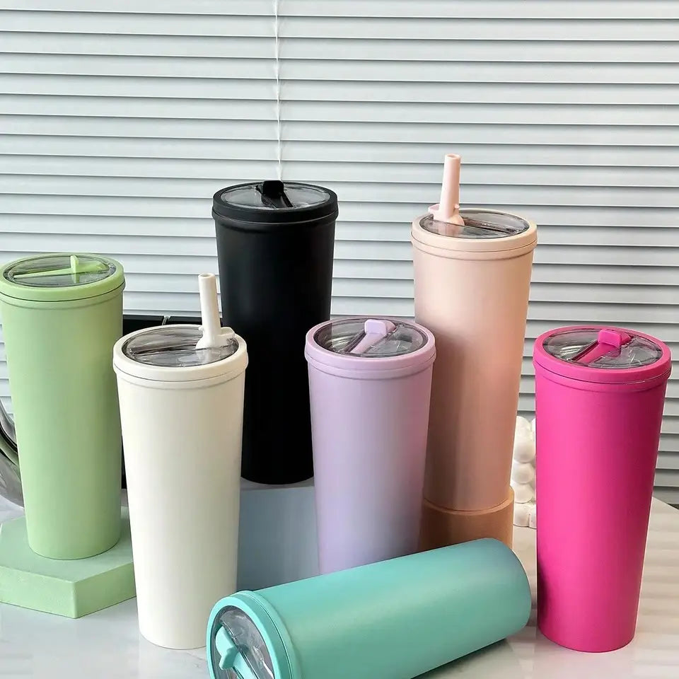 Stainless Steel Insulated Bottle, Leak-Proof with Foldable Straw Lid