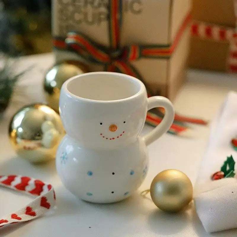 350ml Snowman Ceramic Mug, Cute Large-Capacity Christmas Coffee Cup