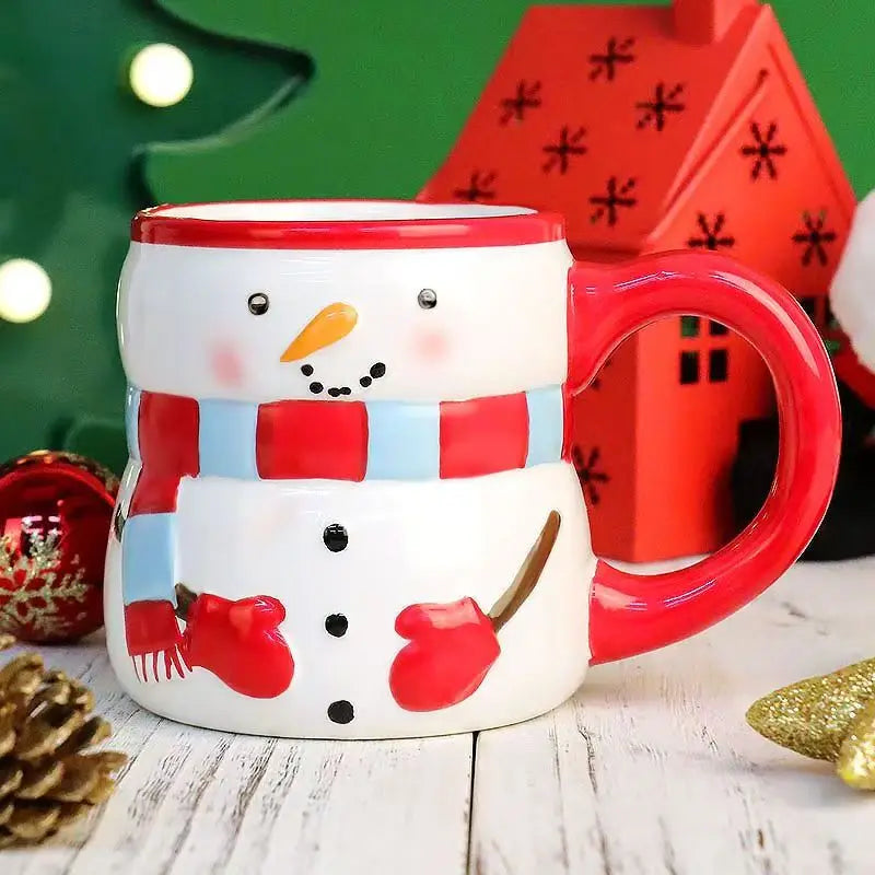 350ml Snowman Ceramic Mug, Cute Large-Capacity Christmas Coffee Cup