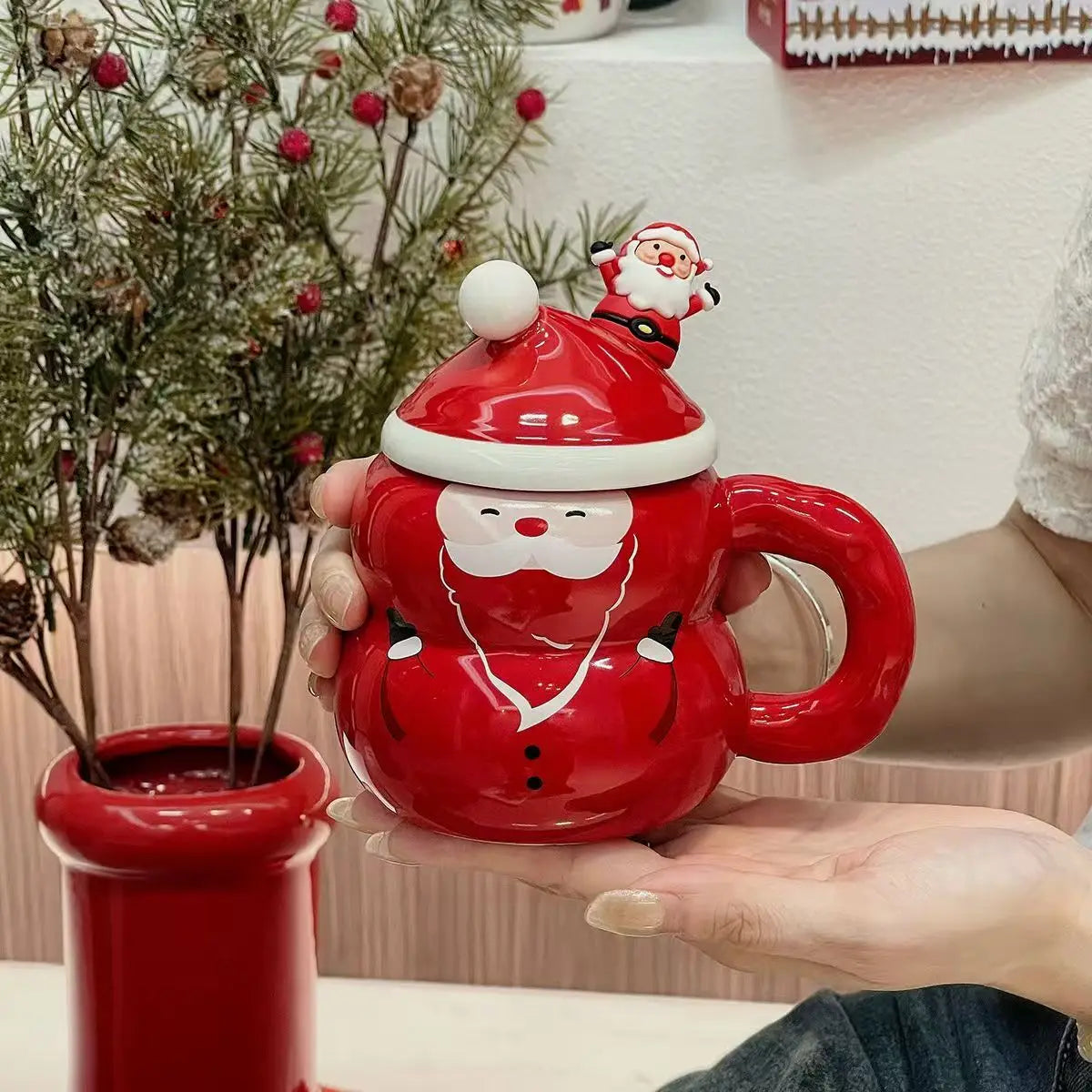 350ml Snowman Ceramic Mug, Cute Large-Capacity Christmas Coffee Cup