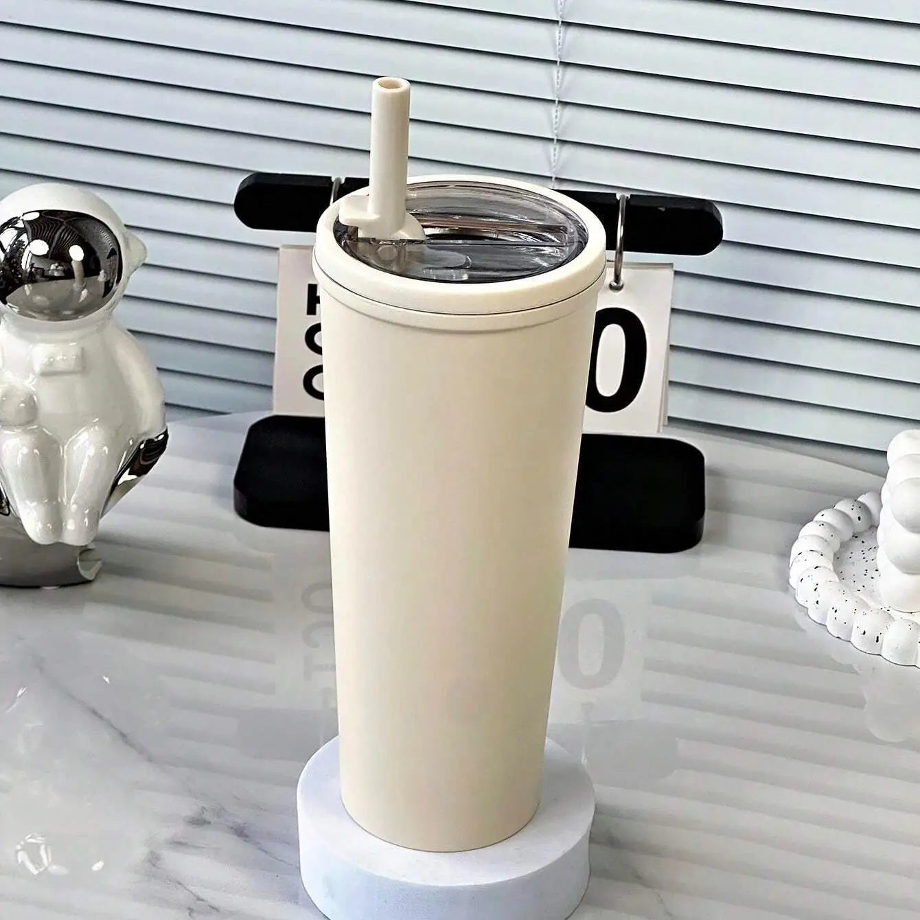 Stainless Steel Insulated Bottle, Leak-Proof with Foldable Straw Lid