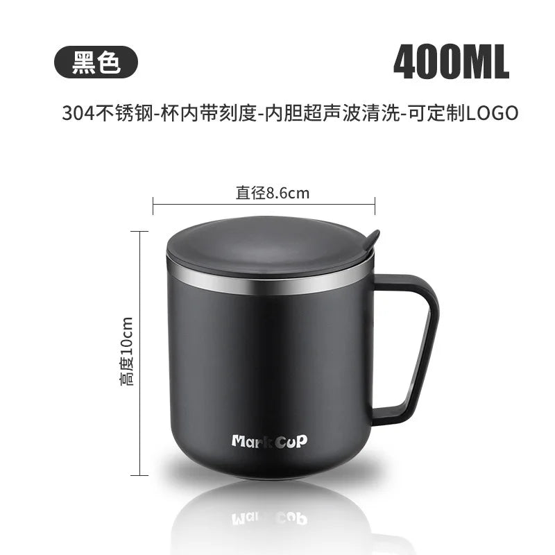 400ml Stainless Steel Water Bottle with Lid and Handle, Double-Layer Design