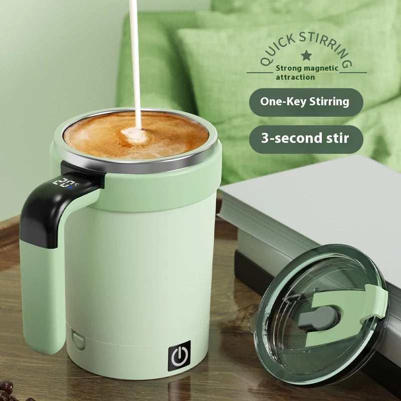 Smart Temperature Display Magnetic Stirring Cup, Electric Portable Coffee Mixer