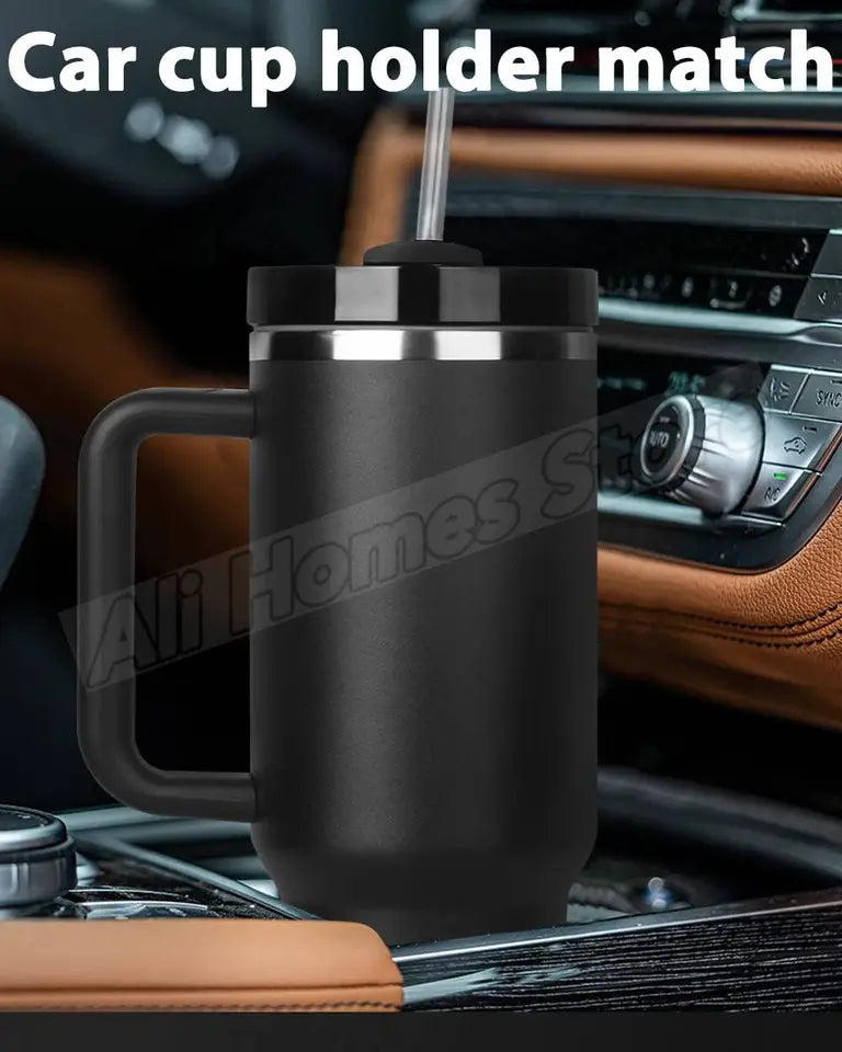 40oz Vacuum Insulated Tumbler, Stainless Steel Travel Cup with Handle
