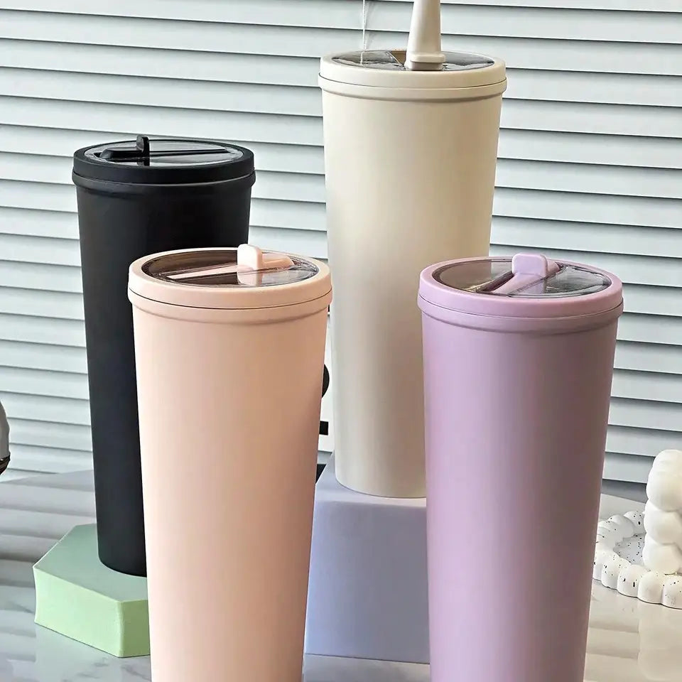 Stainless Steel Insulated Bottle, Leak-Proof with Foldable Straw Lid