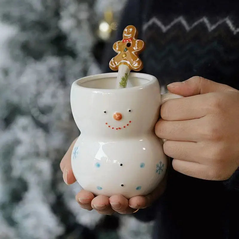 350ml Snowman Ceramic Mug, Cute Large-Capacity Christmas Coffee Cup