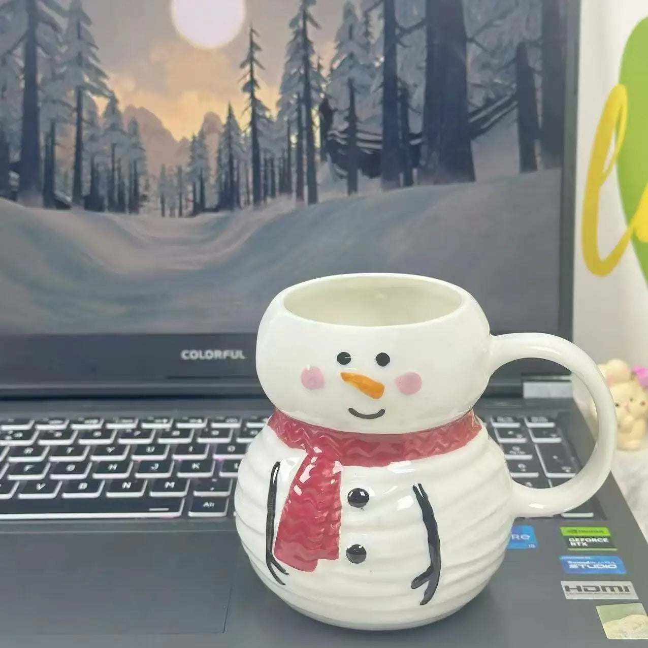 350ml Snowman Ceramic Mug, Cute Large-Capacity Christmas Coffee Cup