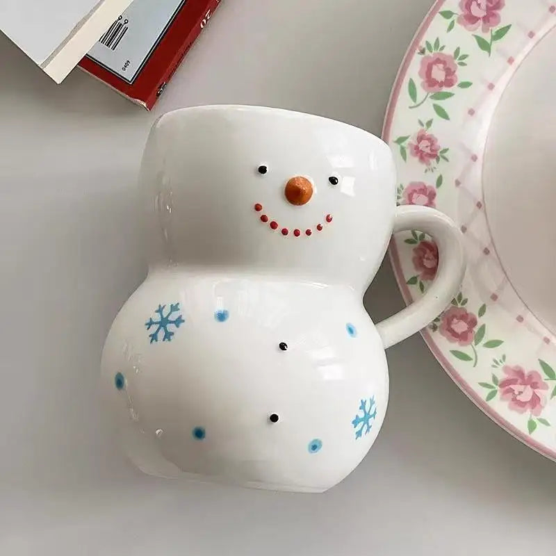 350ml Snowman Ceramic Mug, Cute Large-Capacity Christmas Coffee Cup
