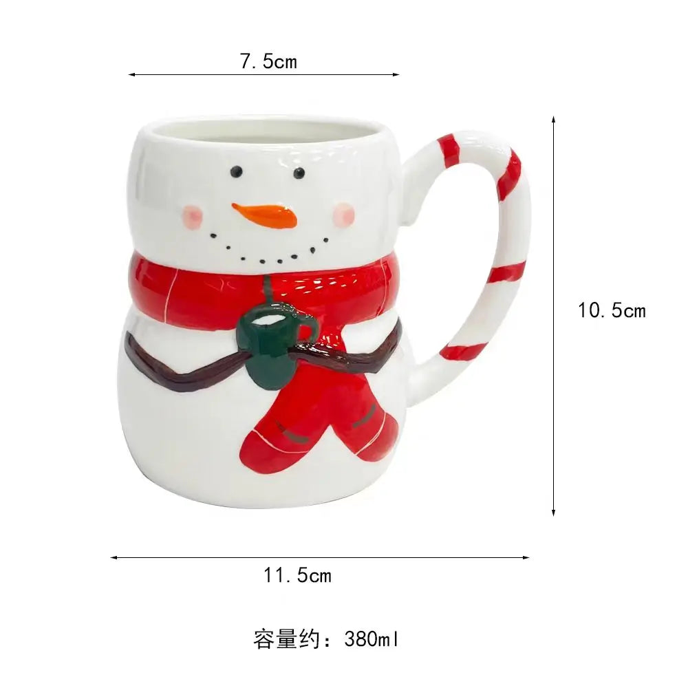 350ml Snowman Ceramic Mug, Cute Large-Capacity Christmas Coffee Cup