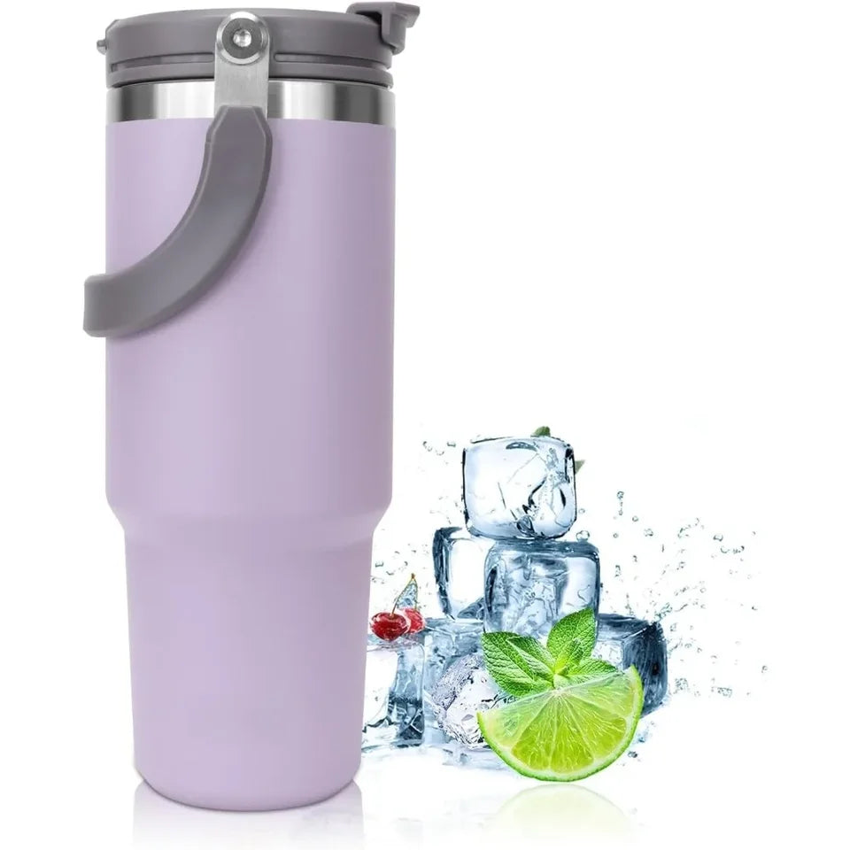 900ml Thermos Cup with Handle, Stainless Steel Vacuum Bottle for Office or Sports