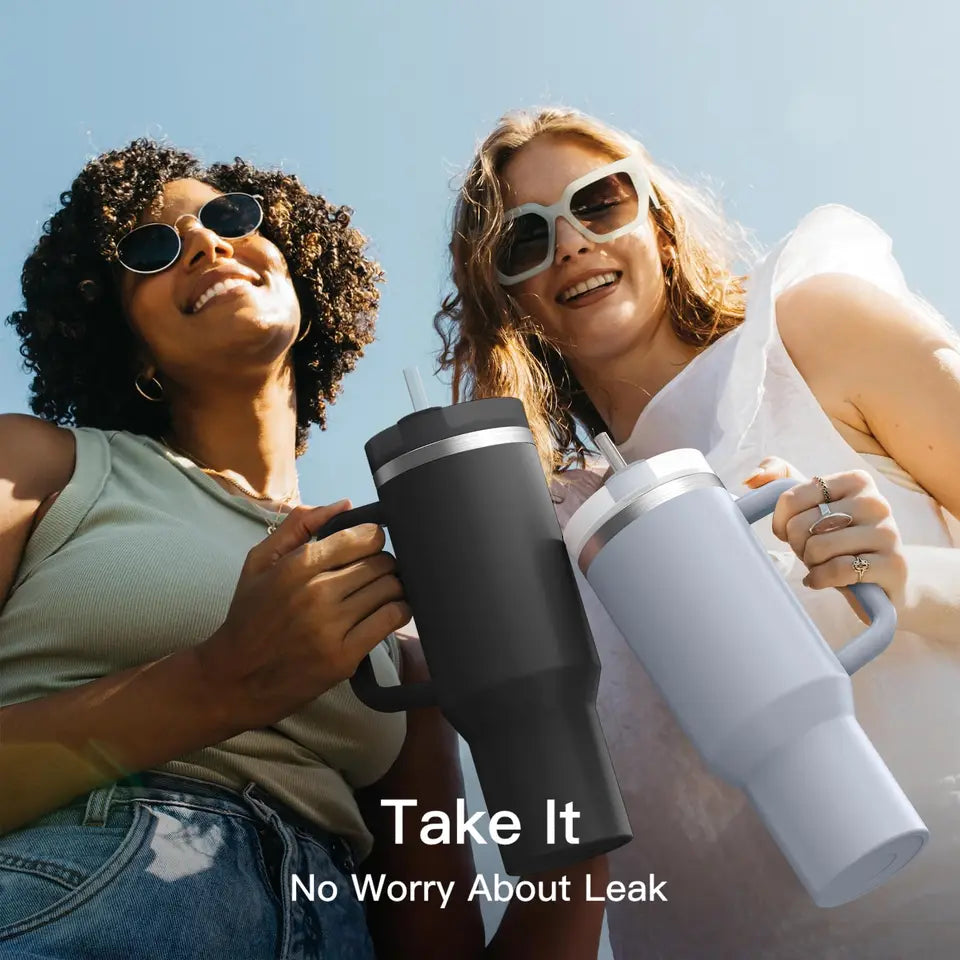 40oz Vacuum Insulated Tumbler, Stainless Steel Travel Cup with Handle