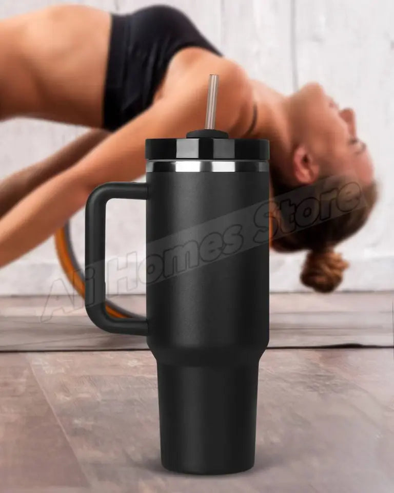 40oz Vacuum Insulated Tumbler, Stainless Steel Travel Cup with Handle