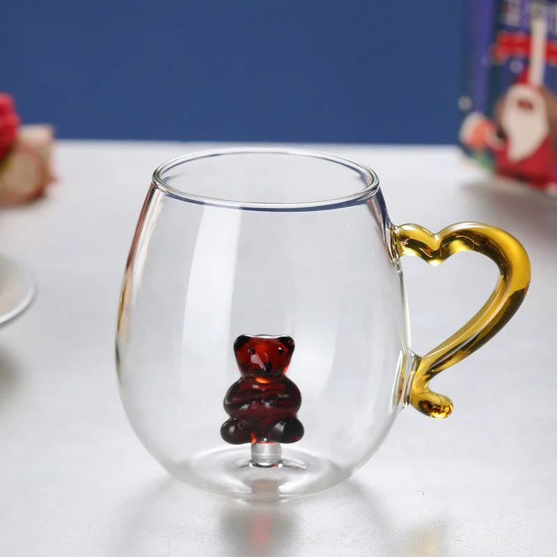 350ml Christmas Glass Cup, Snowman Print Layered Drinking Mug Gift