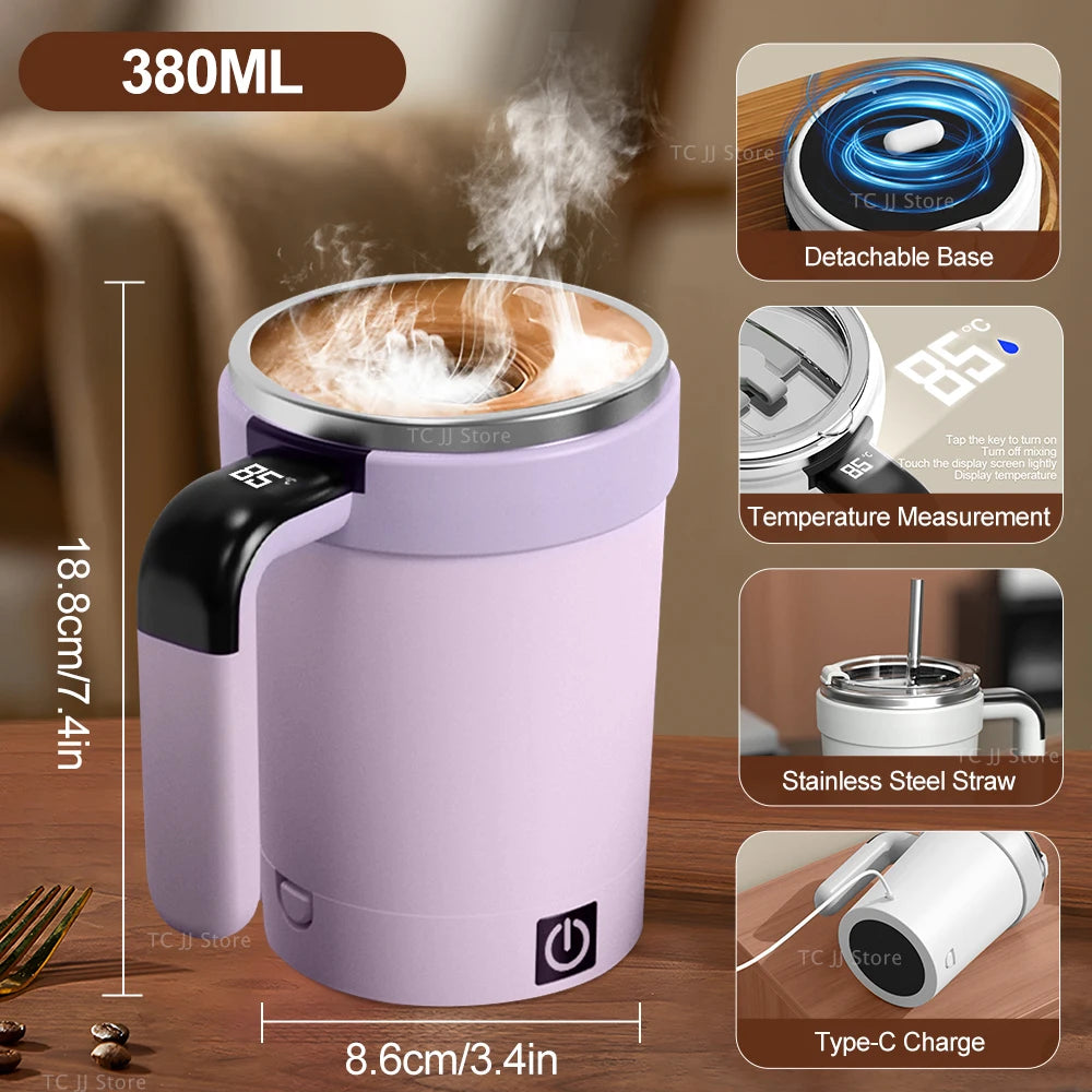 Smart Temperature Display Magnetic Stirring Cup, Electric Portable Coffee Mixer