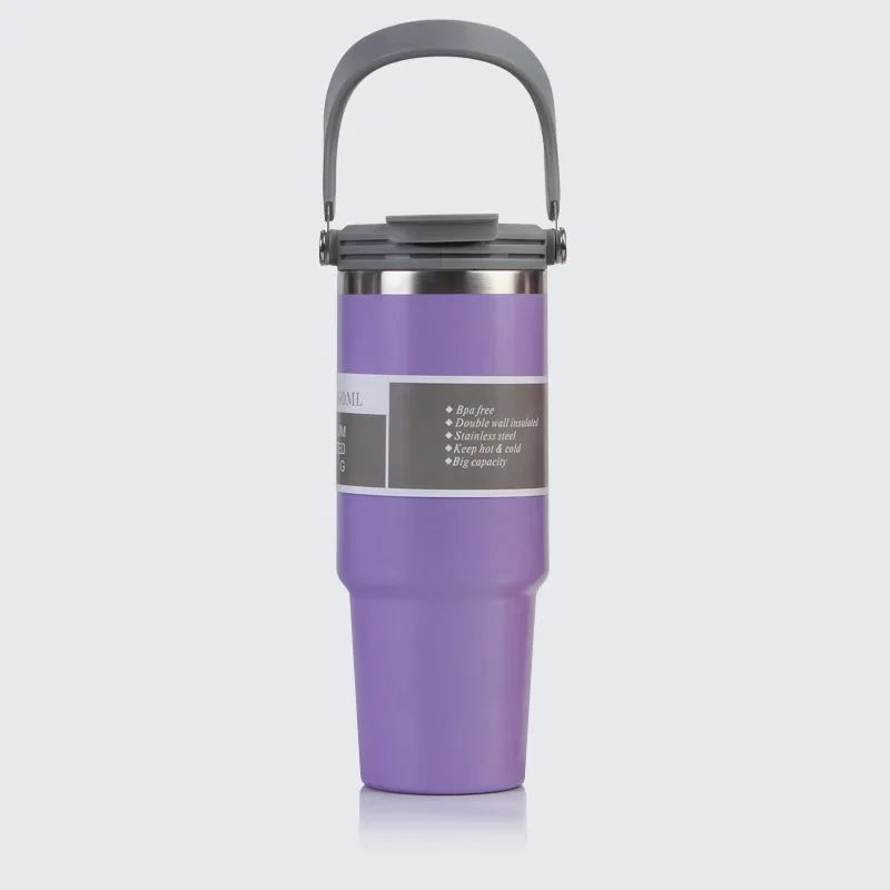 900ml Thermos Cup with Handle, Stainless Steel Vacuum Bottle for Office or Sports