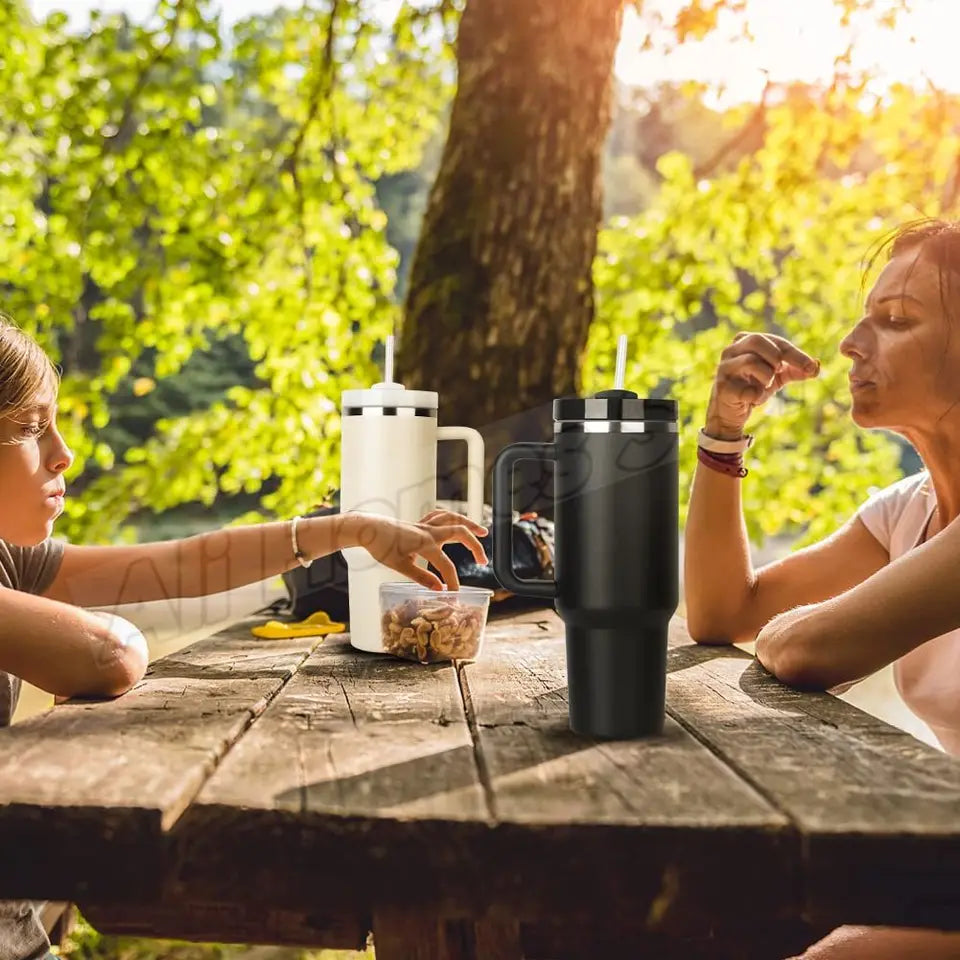 40oz Vacuum Insulated Tumbler, Stainless Steel Travel Cup with Handle