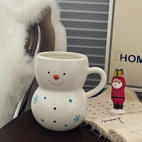 350ml Snowman Ceramic Mug, Cute Large-Capacity Christmas Coffee Cup