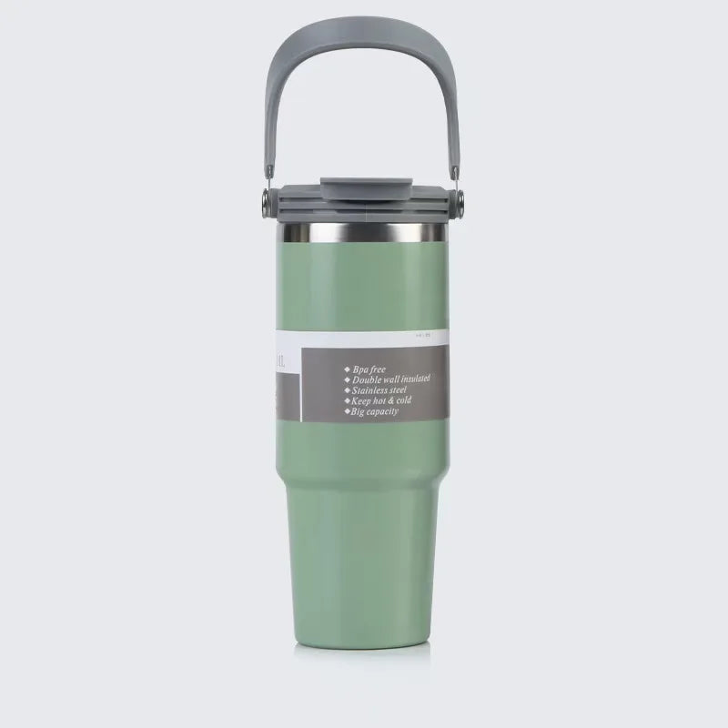 900ml Thermos Cup with Handle, Stainless Steel Vacuum Bottle for Office or Sports