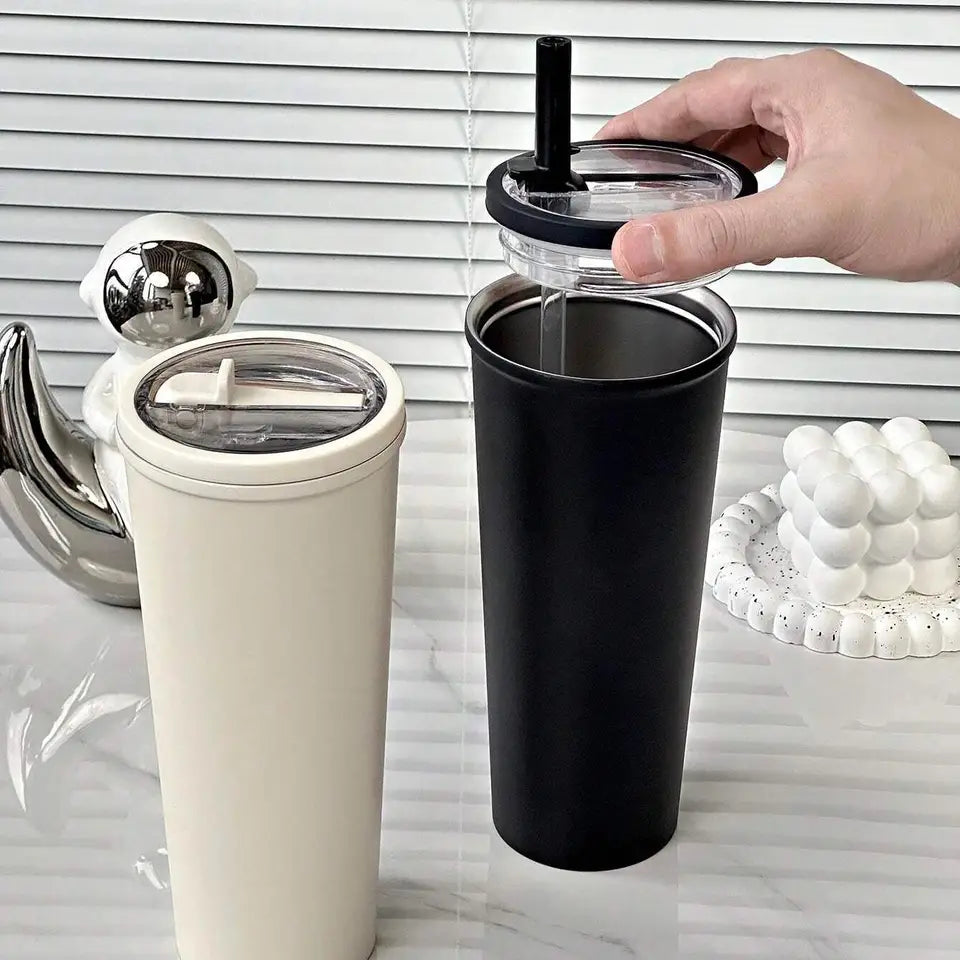 Stainless Steel Insulated Bottle, Leak-Proof with Foldable Straw Lid
