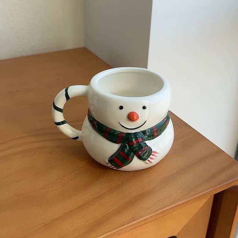 350ml Snowman Ceramic Mug, Cute Large-Capacity Christmas Coffee Cup