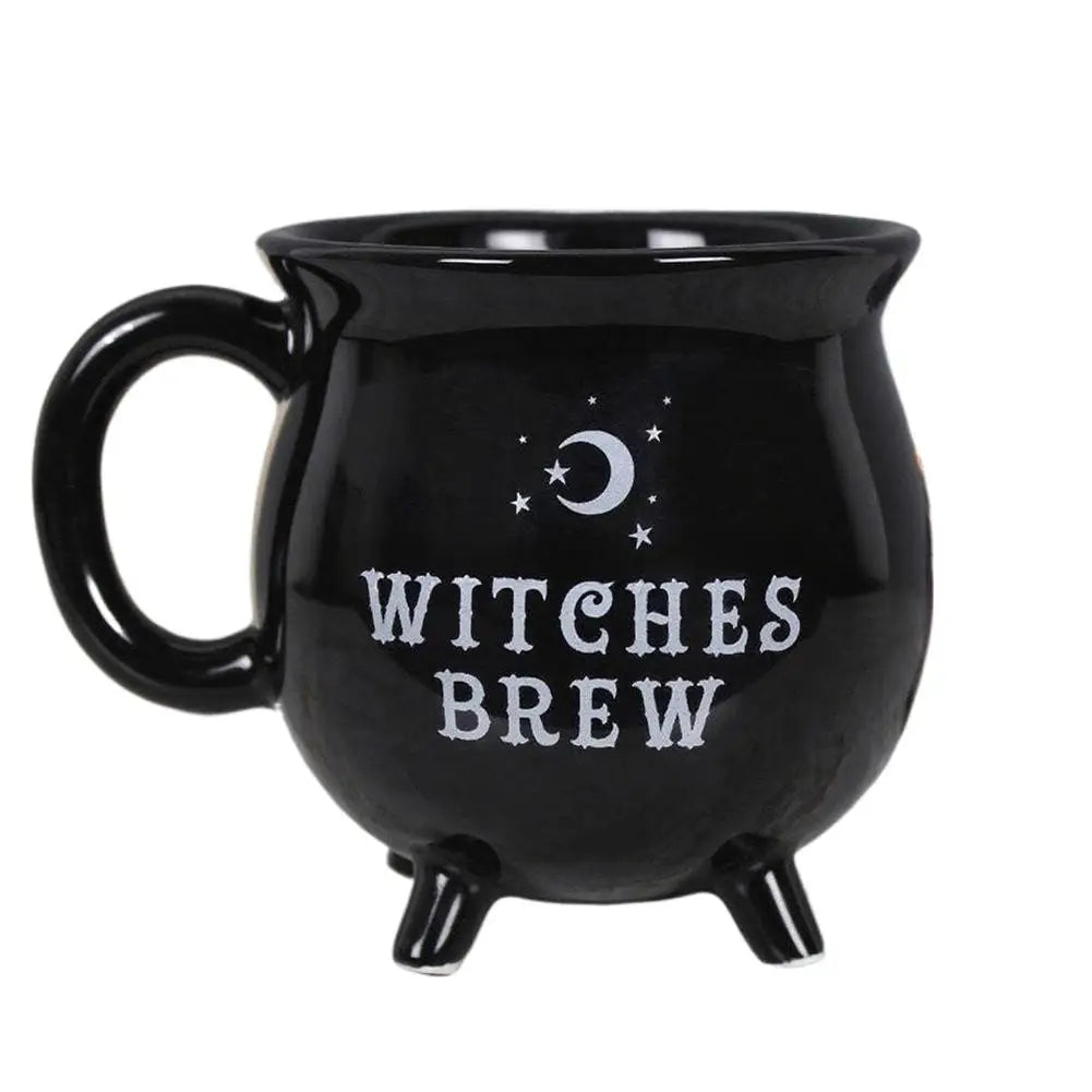 Witches Brew Cauldron Coffee Mug, Black Ceramic Halloween Cup Decoration