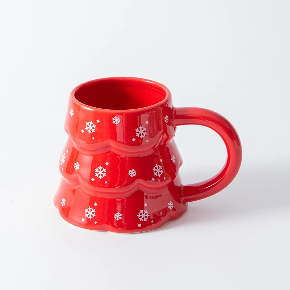 Christmas Tree Ceramic Mug, Holiday Coffee Cup for Home or Restaurant