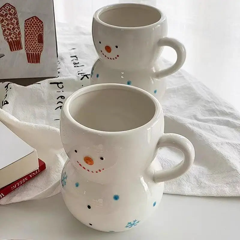 350ml Snowman Ceramic Mug, Cute Large-Capacity Christmas Coffee Cup